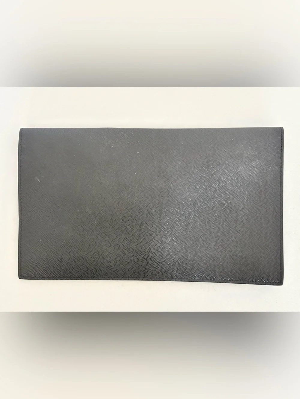 Saint Laurent Black Leather YSL Logo Envelope Clutch